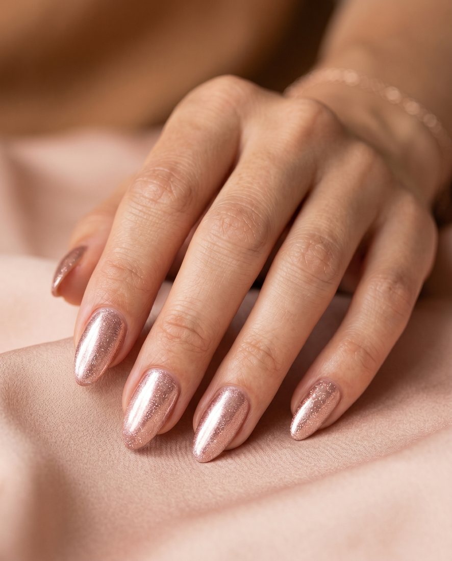 Glanzende gel nail extensions met een strakke afwerking